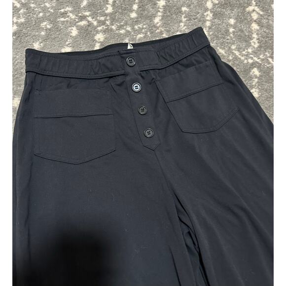 High Waisted Button Multiple Pockets Straight Leg Fleece Pants Size LARGE - Picture 2 of 8